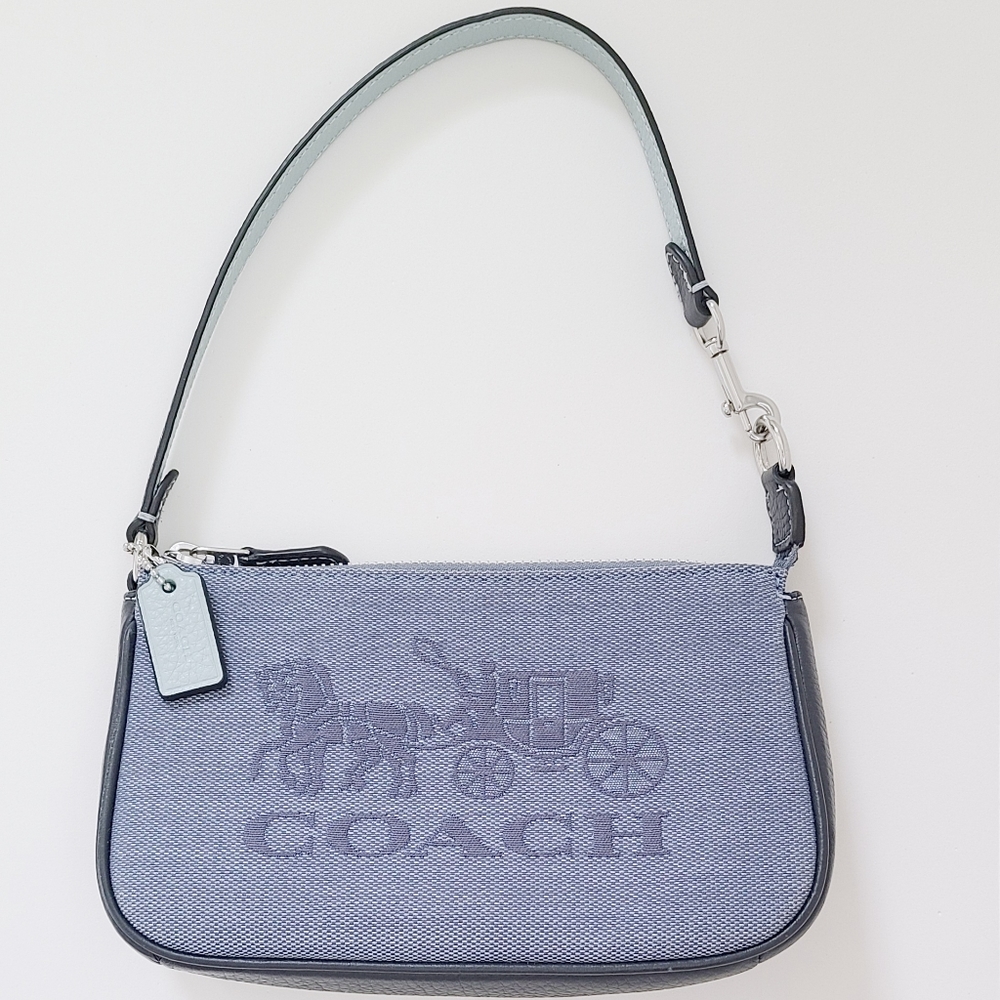 COACH Nolita 19 Colorblock Jacquard With Horse And Carriage- Blue💙